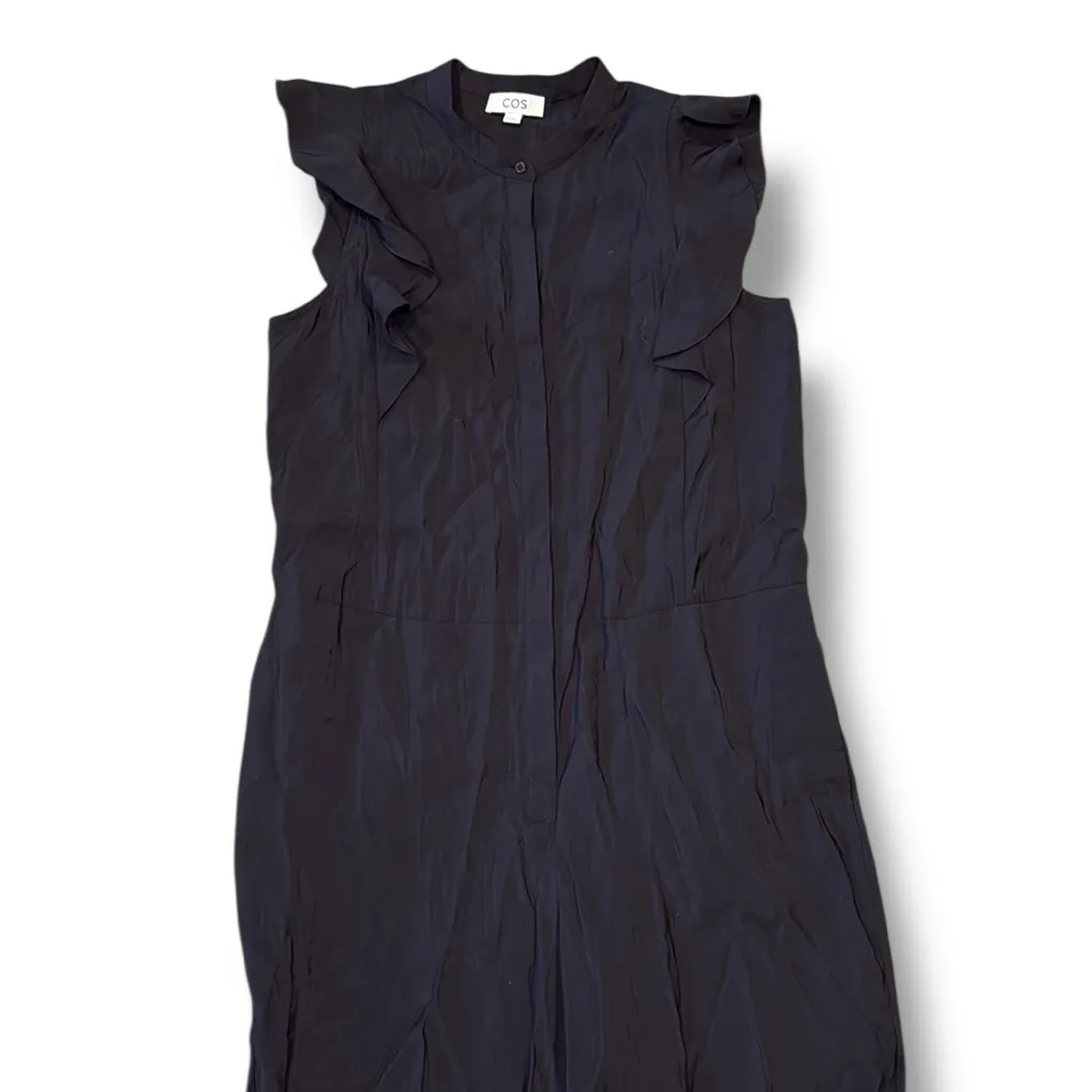 COS Wide Leg Jumpsuit Ruffle‎ Straps Pockets Lagenlook Casual Black - Image 3