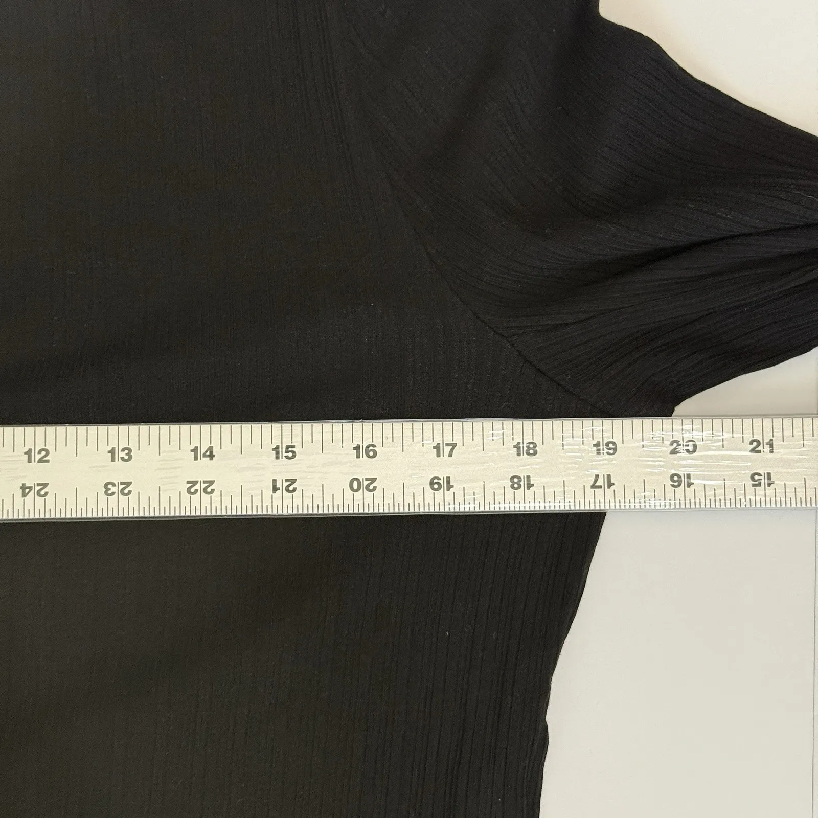 Madewell Ribbed Long-Sleeve Boatneck Top WMNS XL Black Pullover Stretch Slim Fit - Image 6