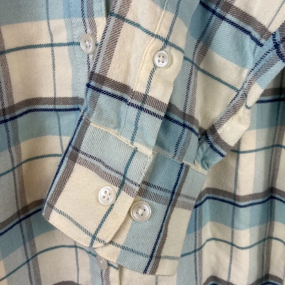 NEW Mountain Khakis Penny Flannel Tunic Cream Blue and Gray Women’s Size XL - Image 8