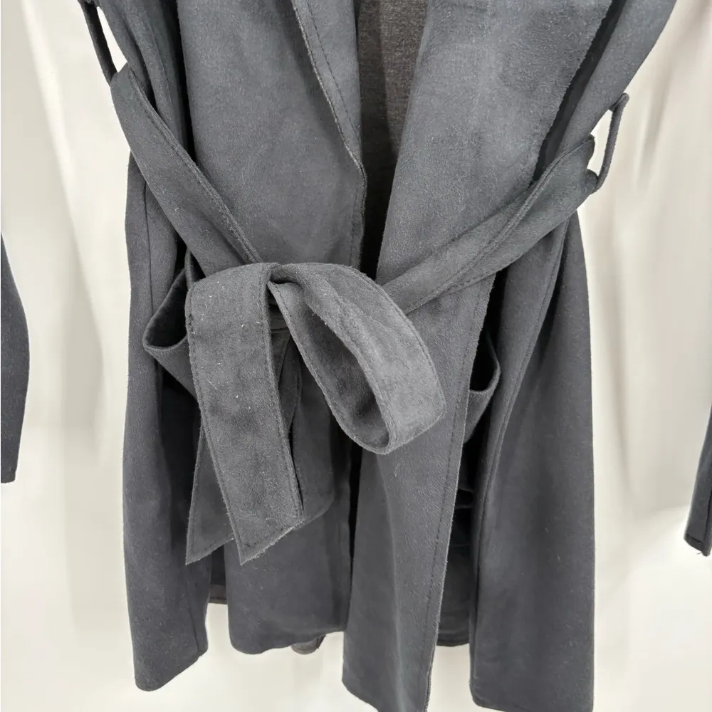 Level 99 Belted Faux Suede Blazer Women’s Size Large Pockets Open Front - Image 5