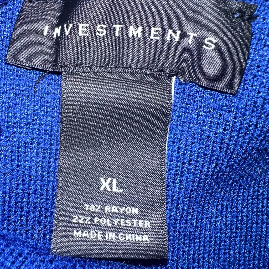 Investments Blue Chevron Knit Sweater Asymmetrical Cowl Neck Long Sleeve Top - Image 14