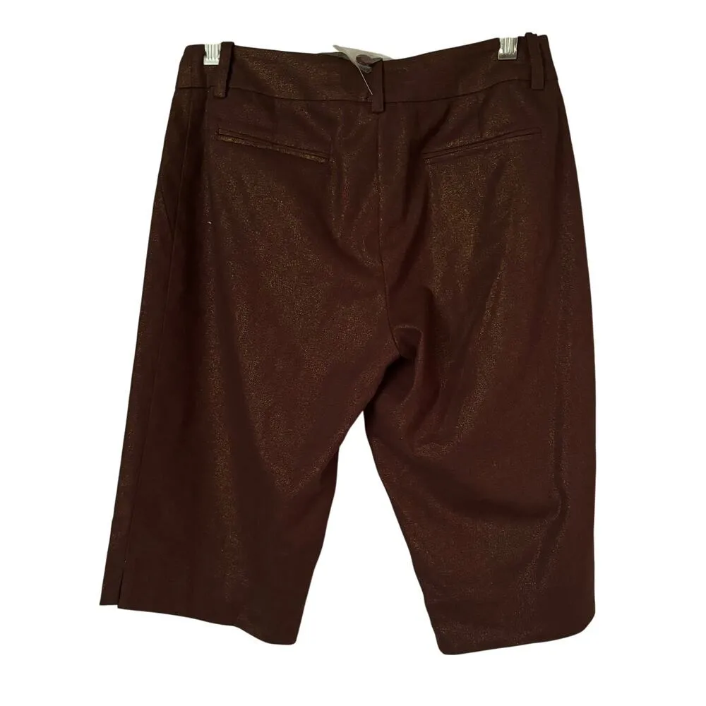 Cache Brown Sparkle Linen Blend Short Pant New Stretch City Bermuda $88 NWT - Image 5
