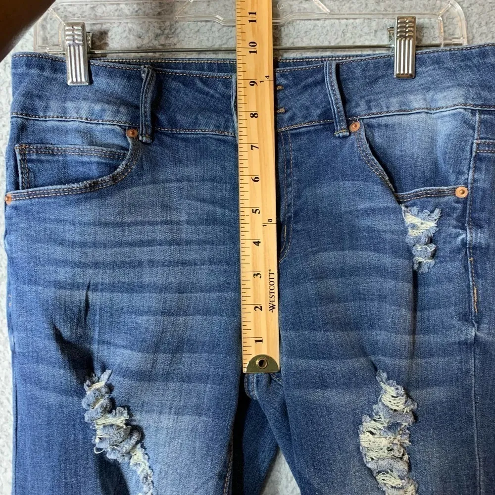 Rue21 Jeans Womens Juniors‎ 7 Blue High Rise Button Distressed Skinny Fit Jeans - Image 5