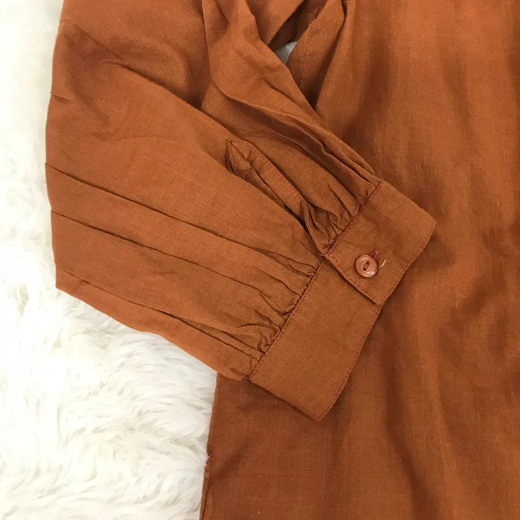 Michael Stars  Robyn Button Down Shirt Rust Orange Rustique Medium Fall Western - Image 7