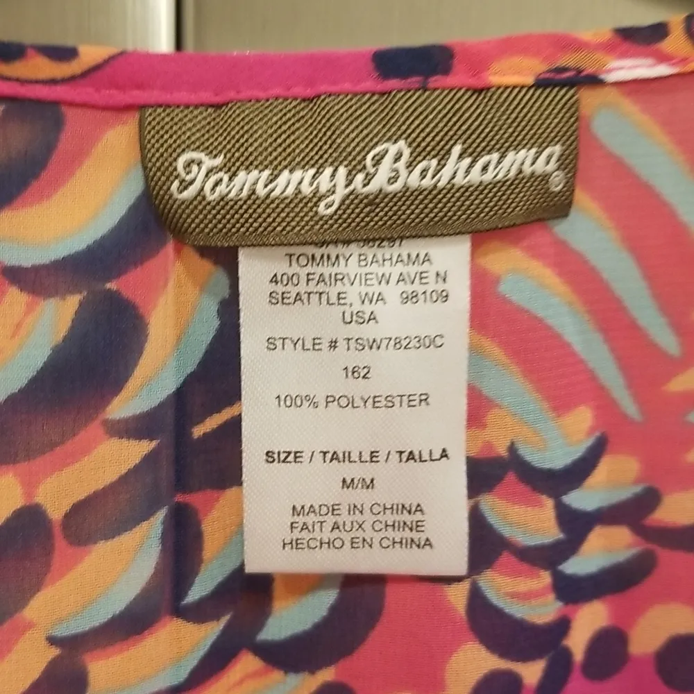 💕TOMMY BAHAMA💕 Carnival Lights Short Caftan Swim Cover Up - Azalea Pink Medium - Image 10