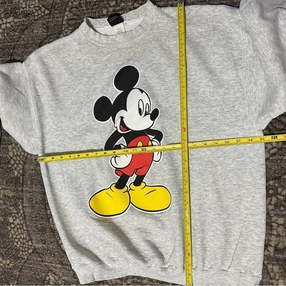 Vintage 1980 Mickey Unlimited Mouse Uni-Sex XL Heather Gray Pullover Sweatshirt - Image 6