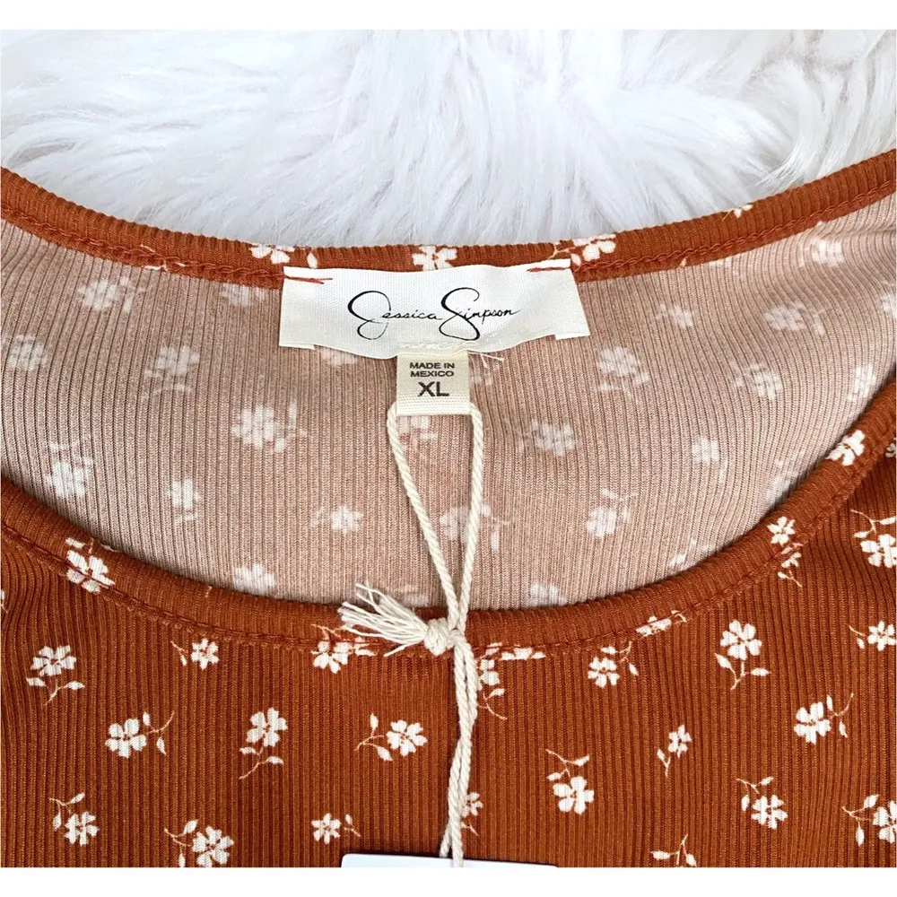 NWT Jessica Simpson Brown Floral Side Cutout Dress - Image 8