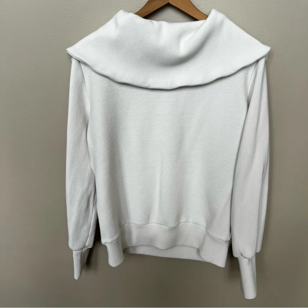 Varley Vine Half Zip Pullover Sweater Jacket Ivory Size XS Ribbed Sweatshirt - Image 5