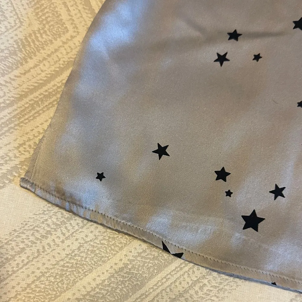 Cami NYC Silver with Black Stars Women's Silk Camisole Tank Top - Size S - Image 3