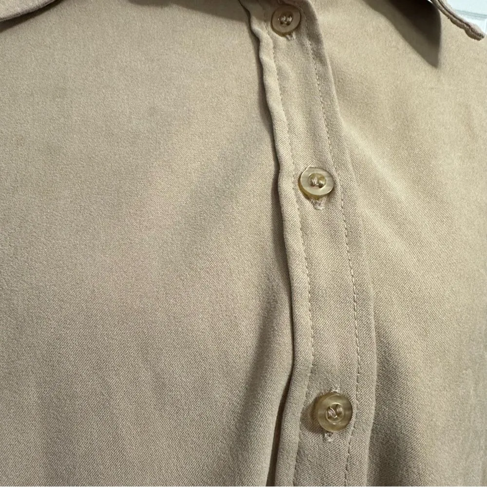 Basic Editions Tan Long Sleeve Button Down Shirt Brown Size XL - Image 6