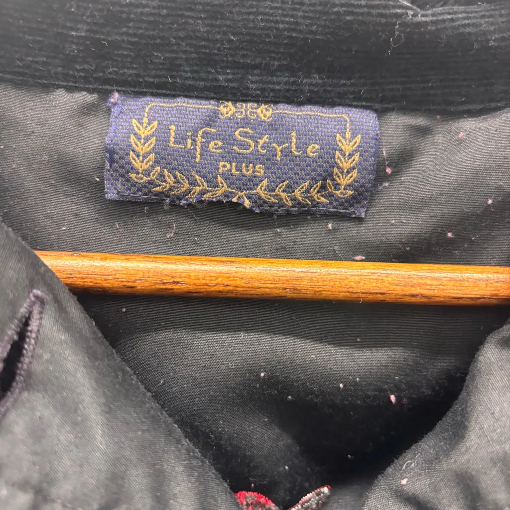 LifeStyle Christmas Cats Vibtage Jacket Fine Wale Corduroy Black Womens Plus Sz Size XXL - Image 5