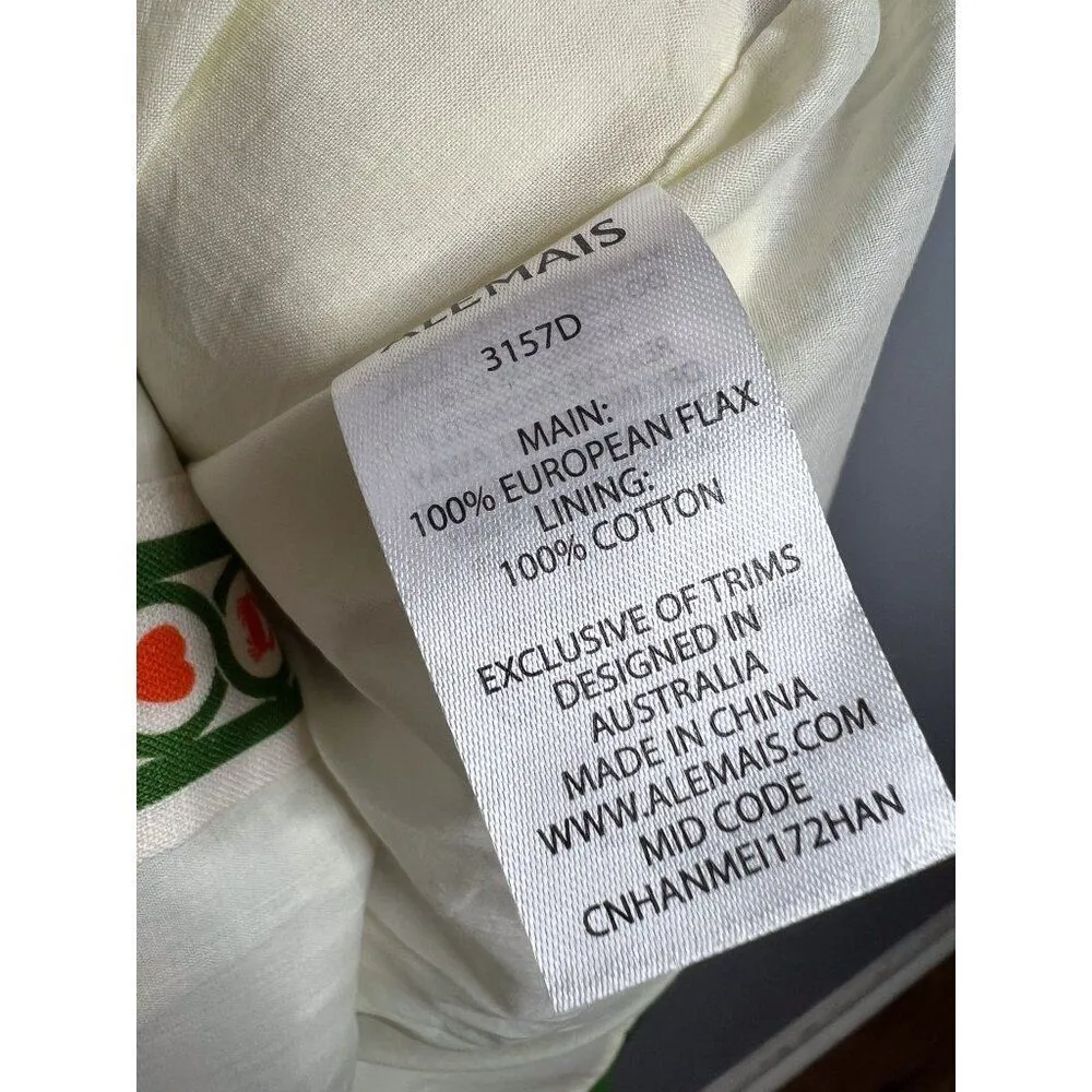 NWT ALÉMAIS Paradiso Linen Mini‎ Dress Size 2 White - Image 7