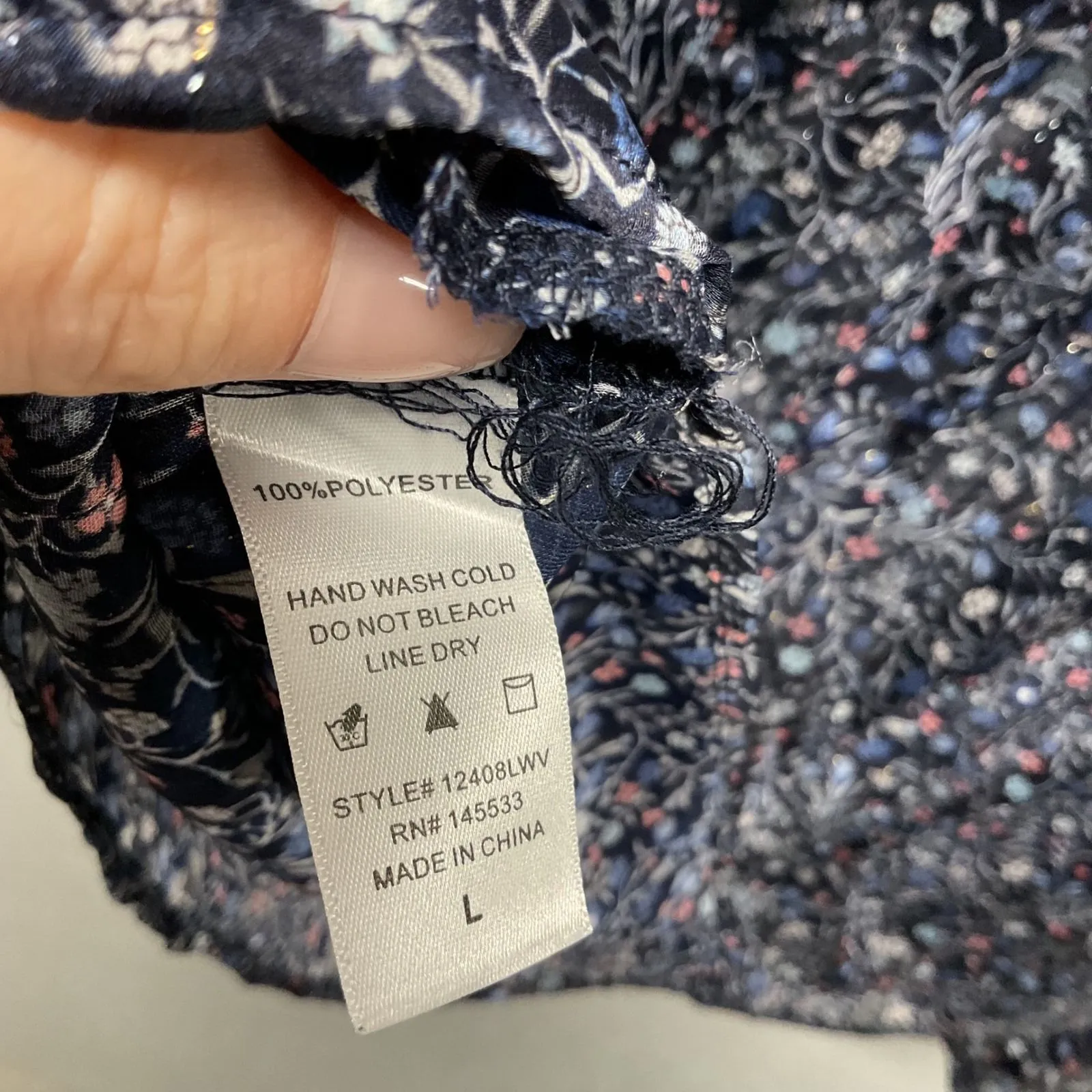 W5 Women's L Floral Print Long Sleeve Ruffle Blouse Top - Image 5