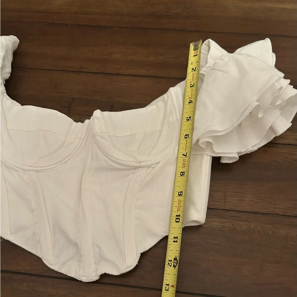 Bardot White Sigma Off the Shoulder Corset Crop Top Size Small - Image 10