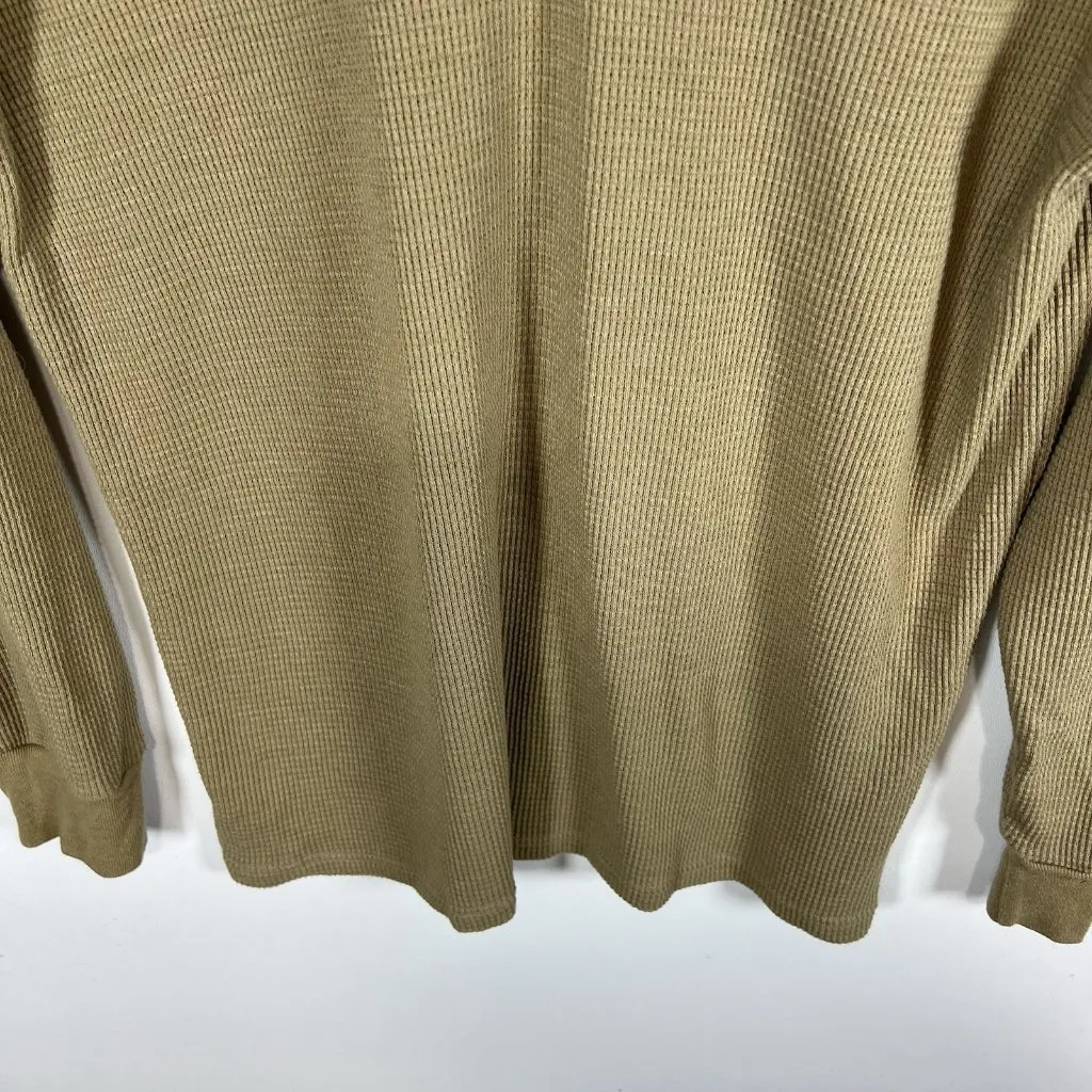 Aritzia Tna Long Sleeve Waffle Knit Thermal‎ Tan Hooded Shirt Women's Small - Image 3