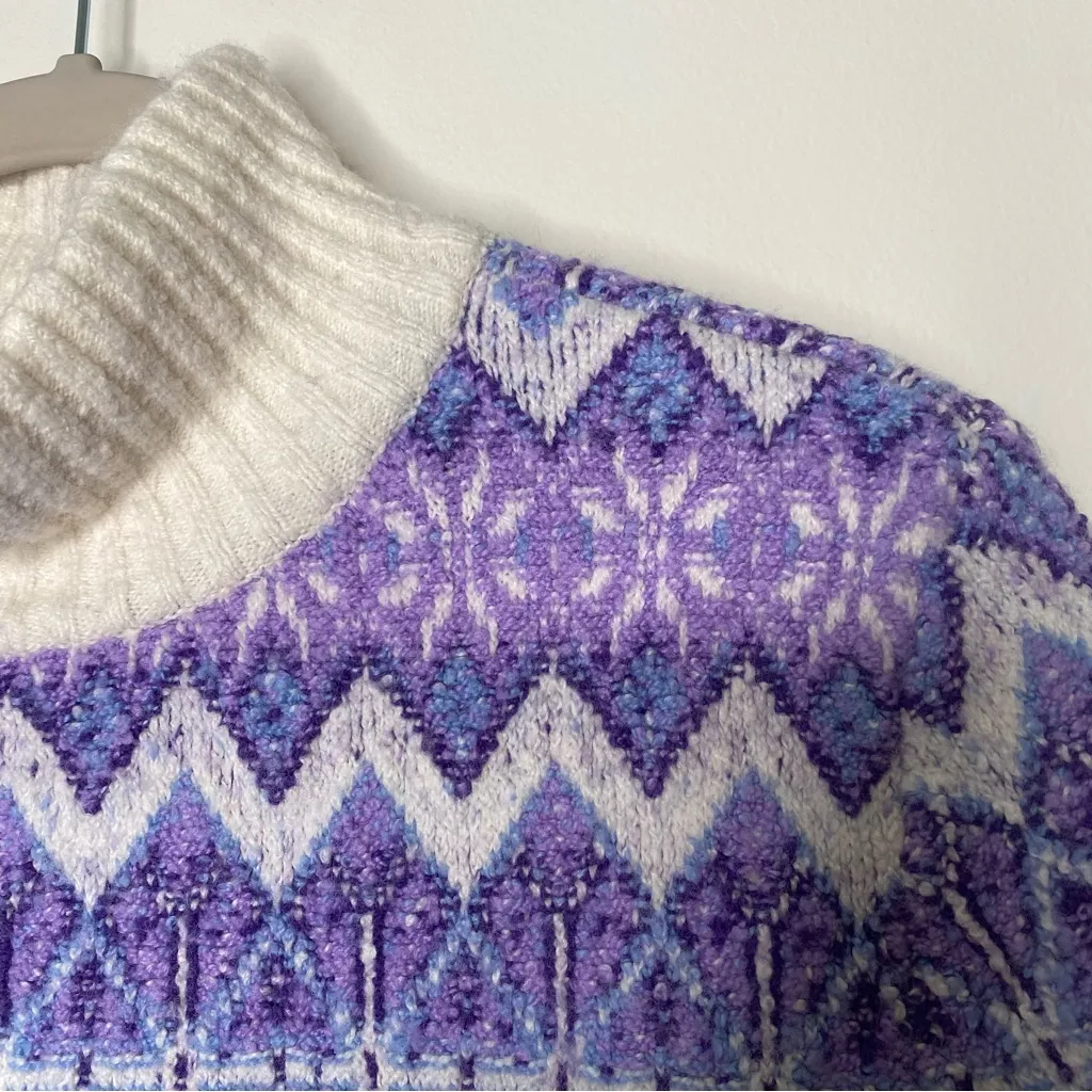 Talbots Fair Isle Wool Blend Mock Neck Sweater Small - Image 9