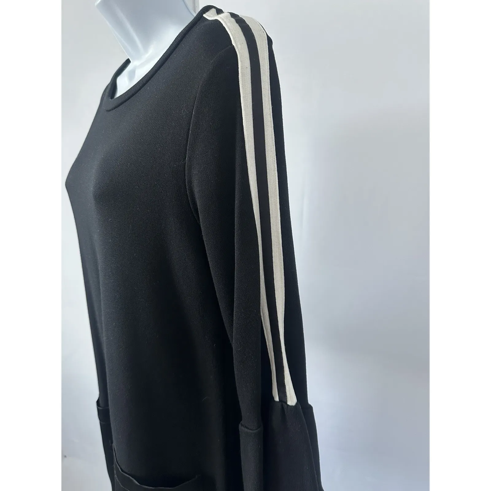 Atos Lombardini Black Knit Mini Shift Dress Edgy Alt Girl M ? (b49) Size M - Image 2