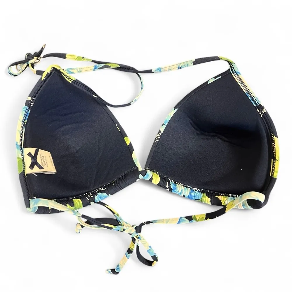 Gilly Hicks Navy Floral Swim Bikini Top, Push ‘em Up style size large - Image 2