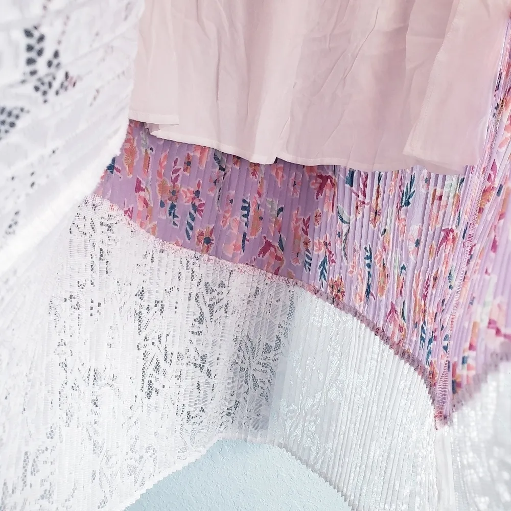 Anthropologie Laia Floral Lace Pleated Midi Skirt - Image 5