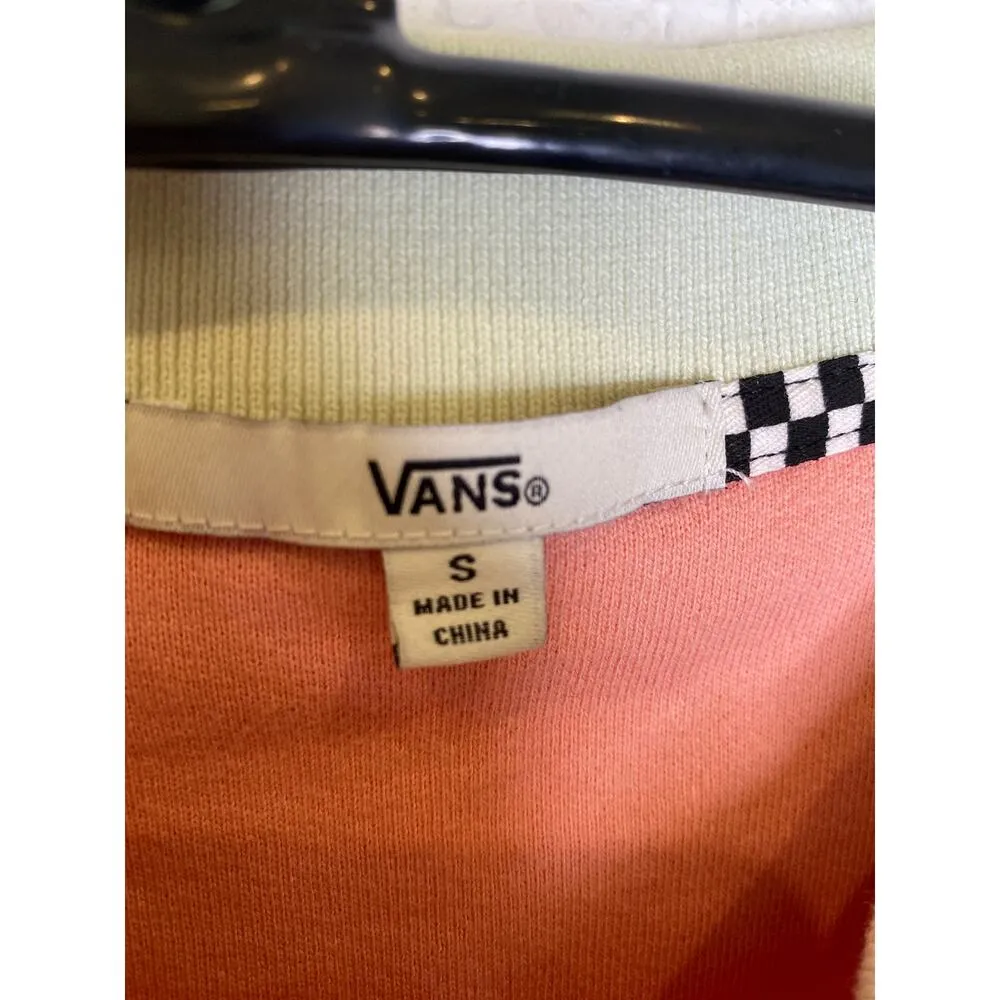 Vans Short Sleeve Pink Checkerboard Skater Retro 1/4 Zip Polo Top EUC SzS Cotton - Image 5