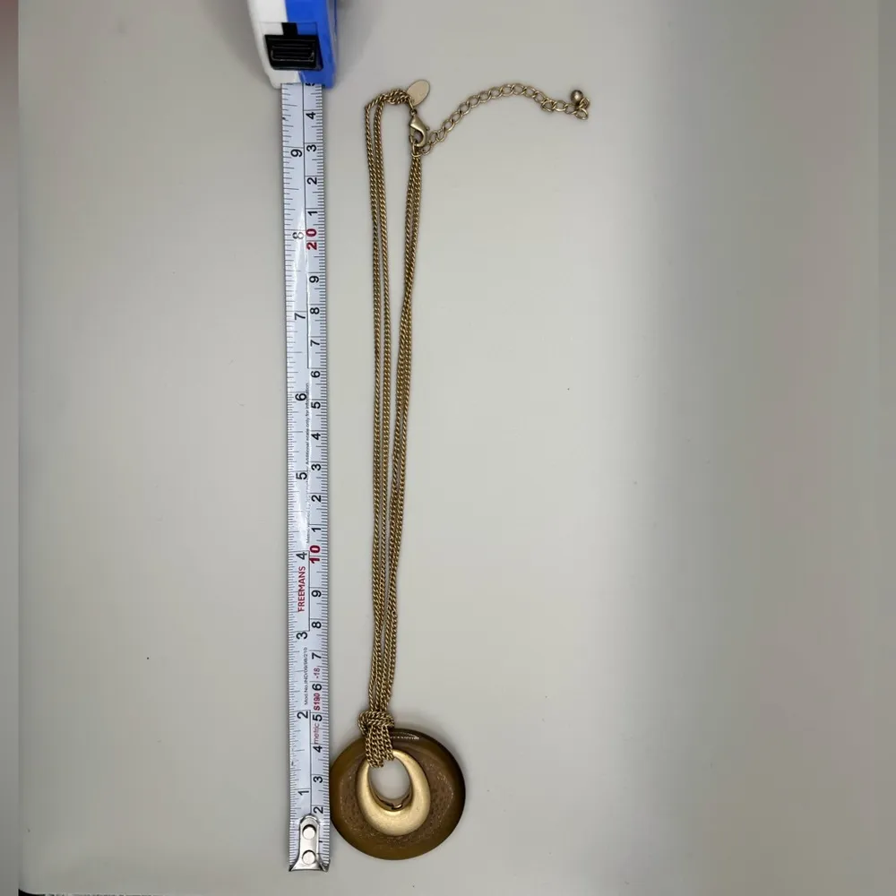 Lia Sophia Glass Cat's Eye Round Pendent
Gold Chain Necklace Brown - Image 3