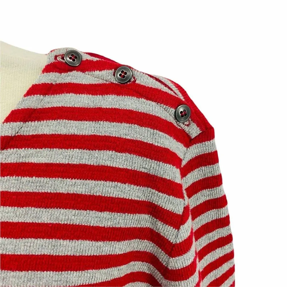 J Jill Red Grey Striped Pullover Long Sleeve Womens Large - Image 2