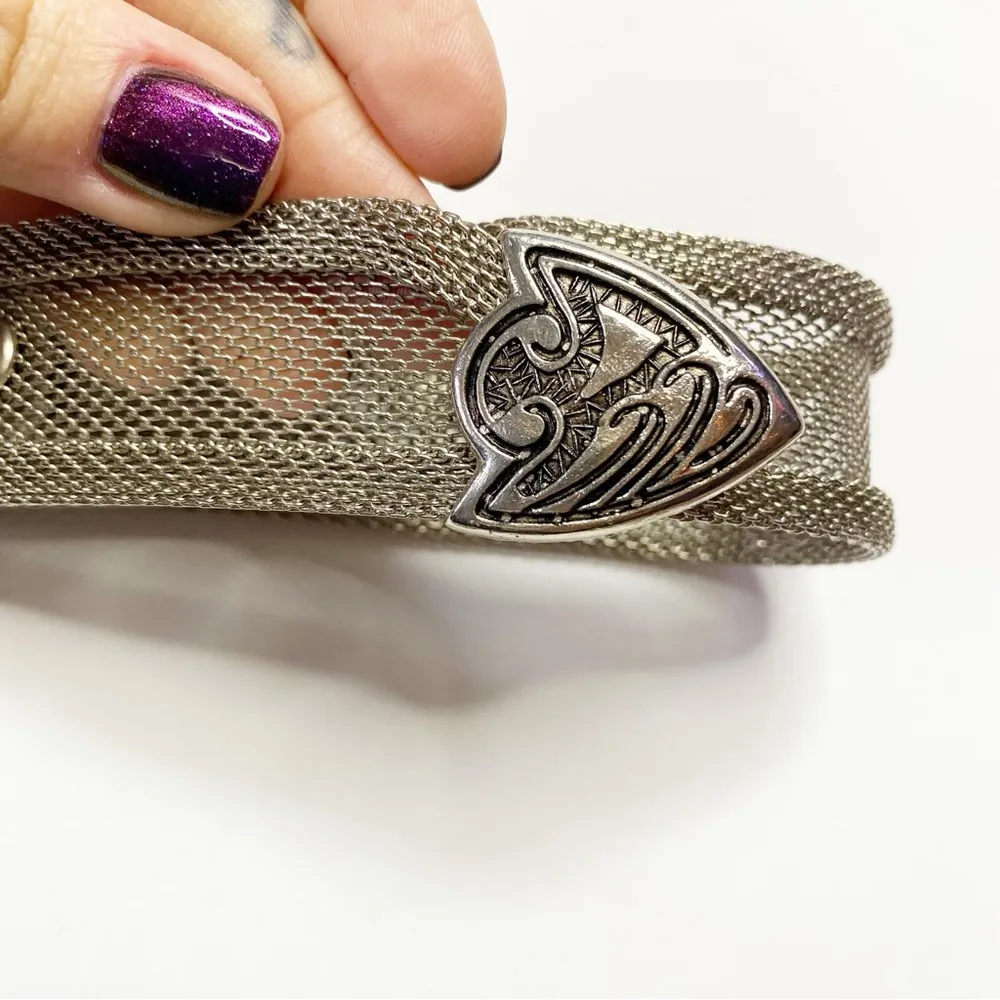 Vintage Silver Western Metallic Mesh Belt - Image 3