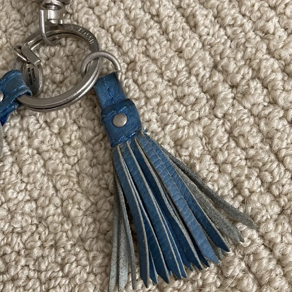 Fossil Keychain Key Fob Multi Colored Tassel O Ring Colorblock Bag Charm EUC - Image 6