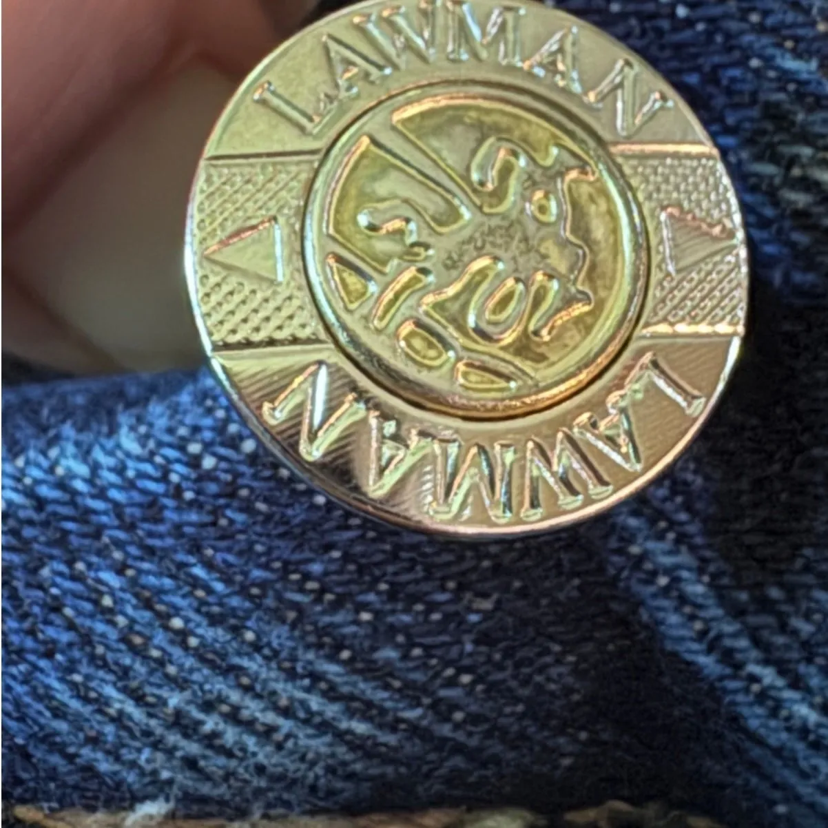 Vintage Lawman Western Jean wide leg No pocket yoke back 11/12 Classic fit Blue - Image 12