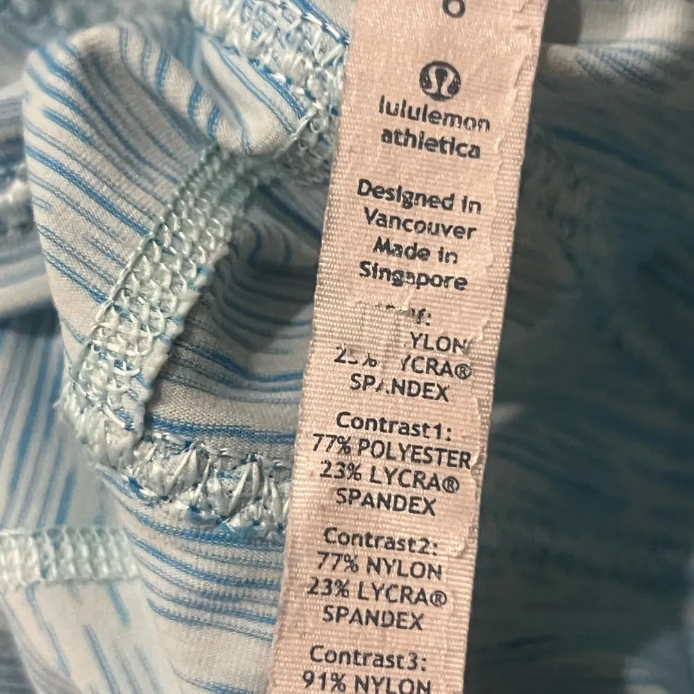 Lululemon Ocean Run Blue & White Stripe Crop Yoga Leggings - Image 5