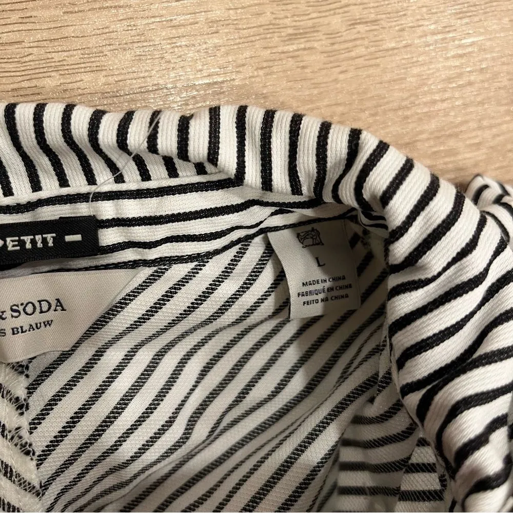 Scotch & Soda Women’s Black White Stripe Pintuck Long Sleeve Top Size L - Image 4