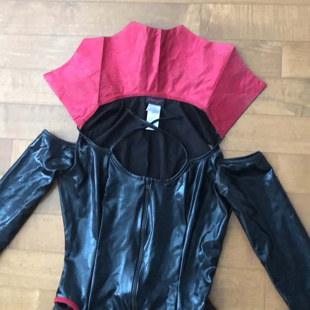 Dreamgirl Princess Of Darkness black, red leather jumpsuit cape costume size Med - Image 11