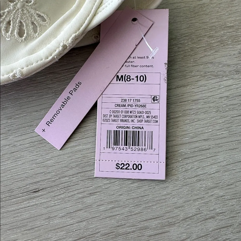 Wild Fable Pointelle Underwire Bikini Top Cream M (8-10) NWT - Image 5