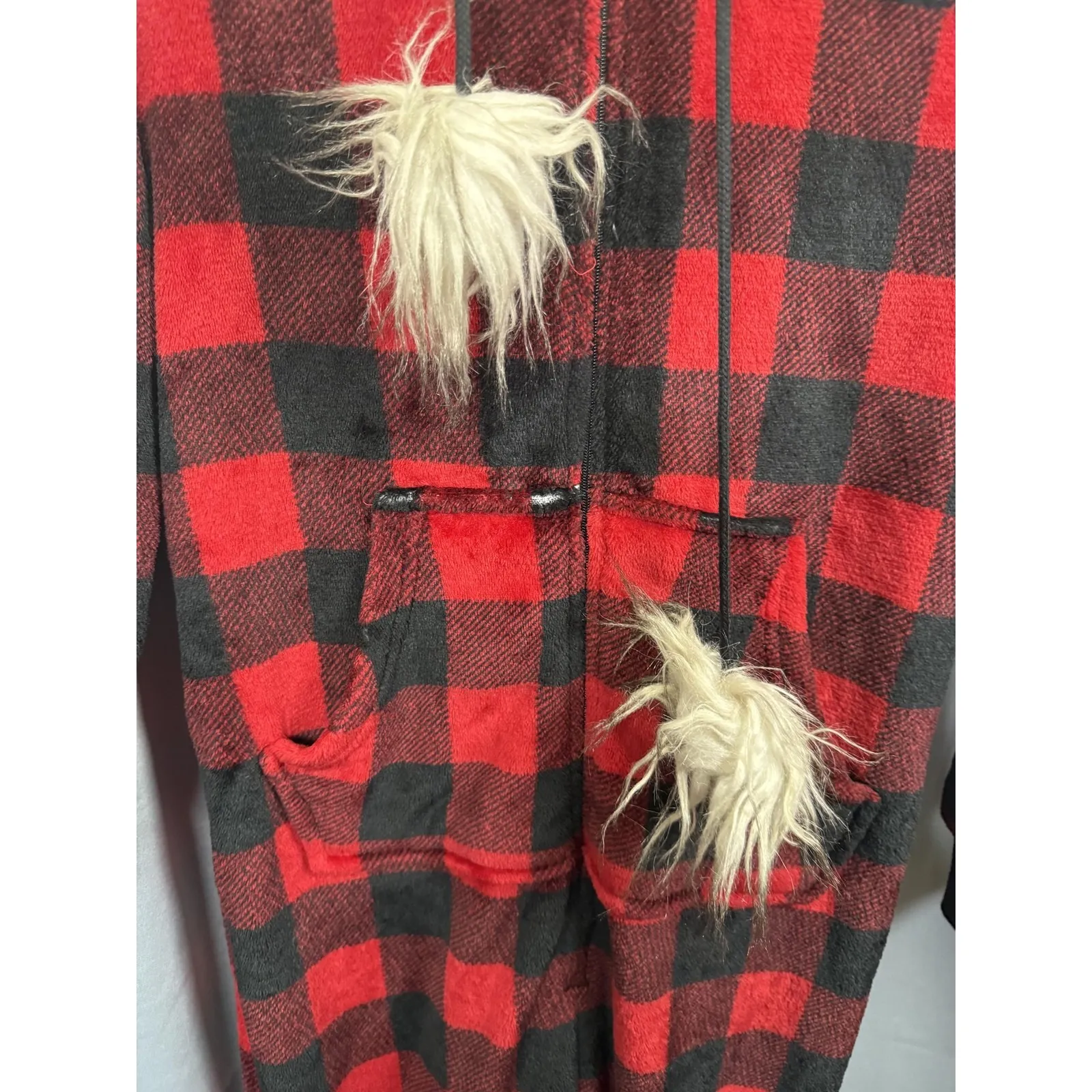 Secret Treasures One-piece Pajamas Womens XS Red Black Buffalo Plaid Hooded Zip - Image 5