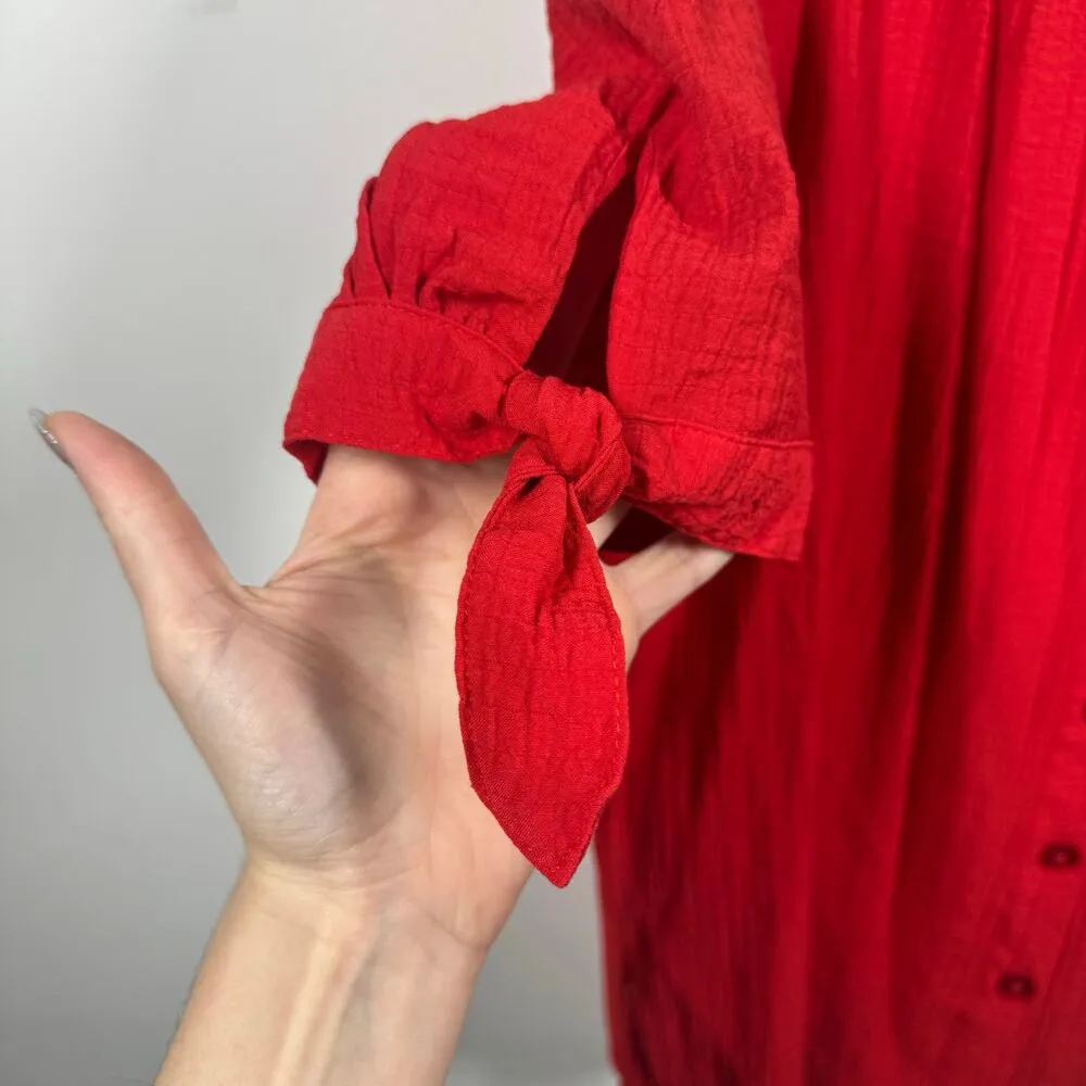 White Stag Top Women 1X Plus Size Red 3/4 Sleeve Peasant Modest Minimal Career - Image 7