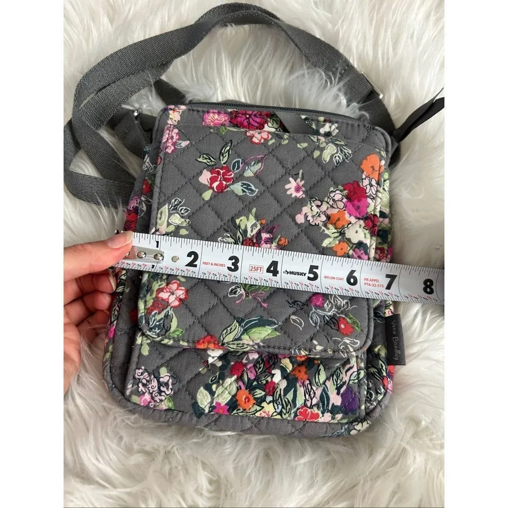 VERA BRADLEY RFID MINI HIPSTER HOPE BLOOMS id bag wallet crossbody gray - Image 7