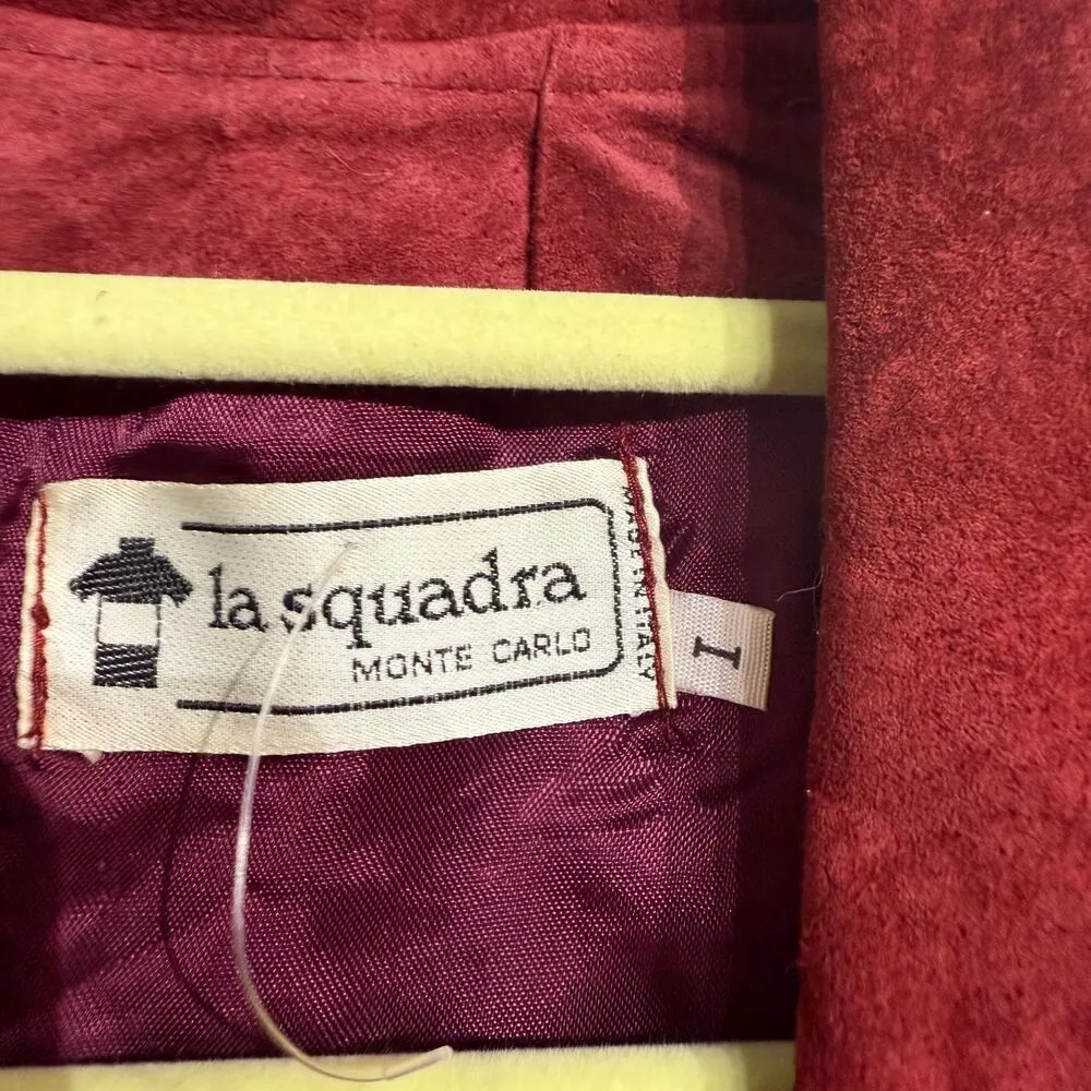 La Squadra Monte Carlo Red Suede Leather Jacket Sz M Size M - Image 6