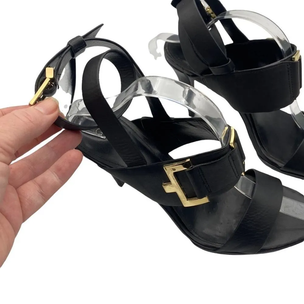 Calvin Klein  Black Leather Vanessa Ankle Strap Sandals Size Size 8.5 - Image 3