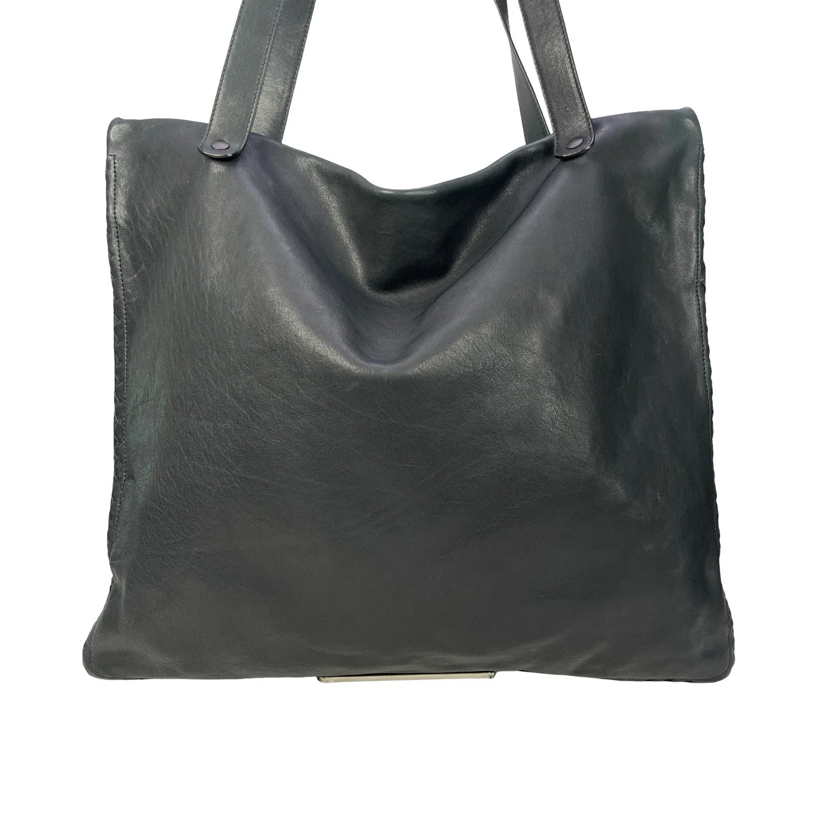Bottega Veneta Black Leather Woven Intrecciato Tote Bag Made in Italy Minimalist - Image 5