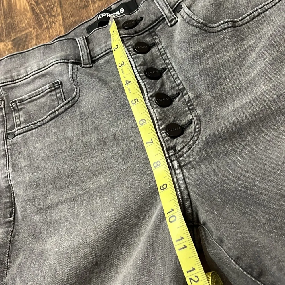 EXPRESS  Skinny Stretch High Rise Button Fly Jeans Smoke Grey Size 6S - Image 12