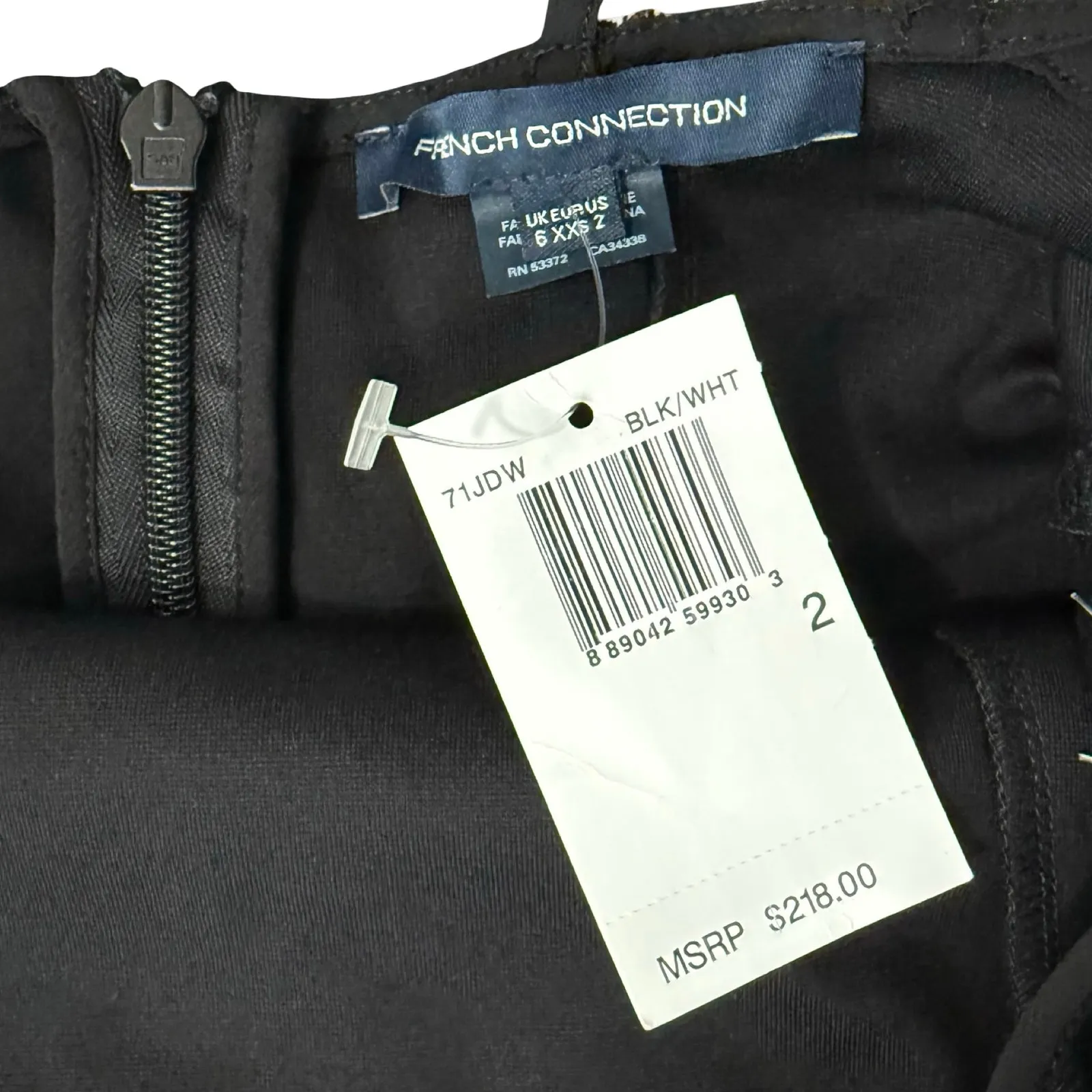 French Connection Off Shoulder Black White Floral Lace Fulaga Dress sz 2 NEW Tag - Image 3