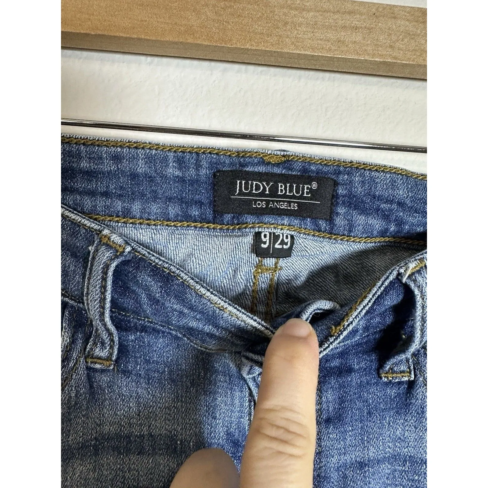 Judy Blue Boot Cut Jeans Womens 9/29 Med Wash Distressed Western Boho Stretch - Image 2