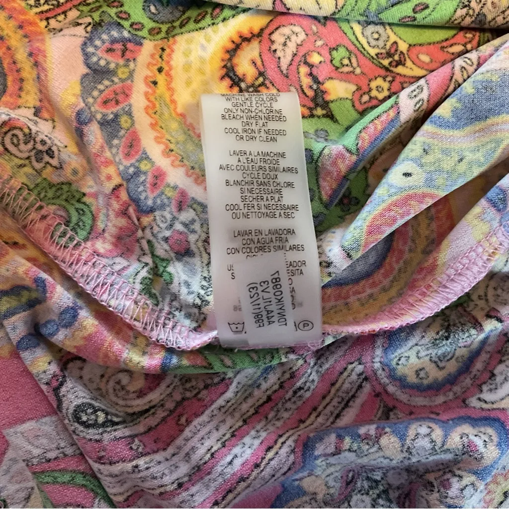 Tommy Hilfiger Women’s Size 12 Paisley Pink/Green Ruched -Sleeve Shift Dress - Image 12