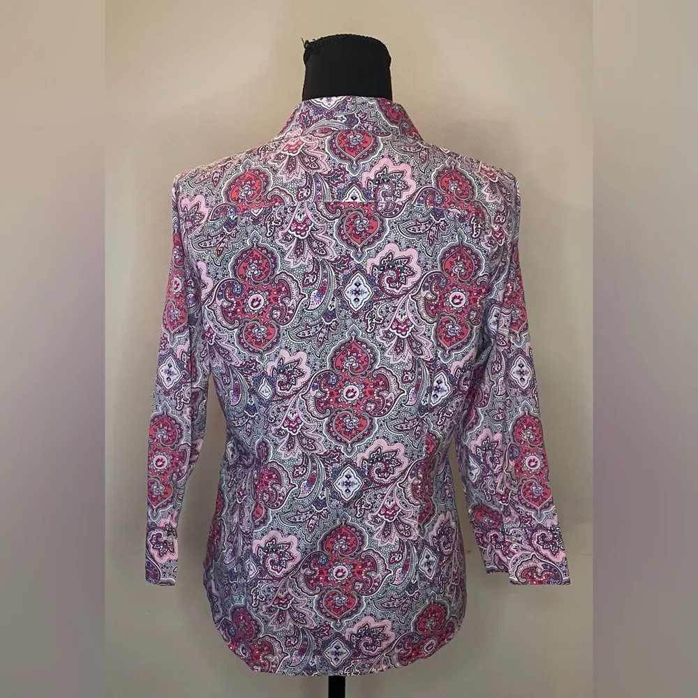 Talbots-‎ Button Down Paisley Print Shirt Size 6P - Image 4