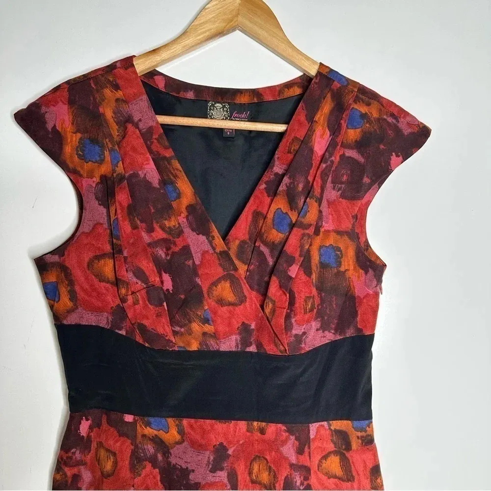 Frock Tracy Reece Watercolor Print Silk Blend Cap Sleeve Dress Size 8 - Image 5