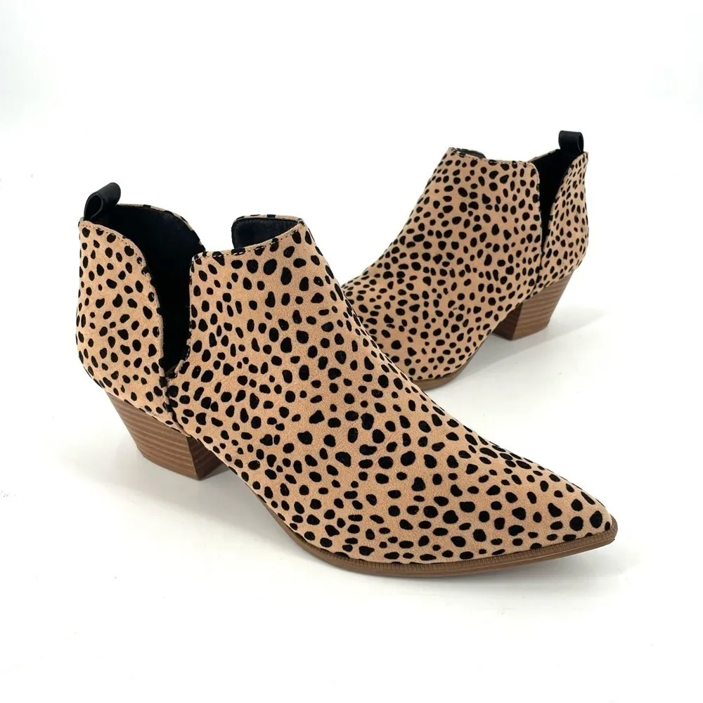 LULUS Marca Vegan Tan and Black Cheetah Print Cutout Slip On Ankle Booties - Image 2