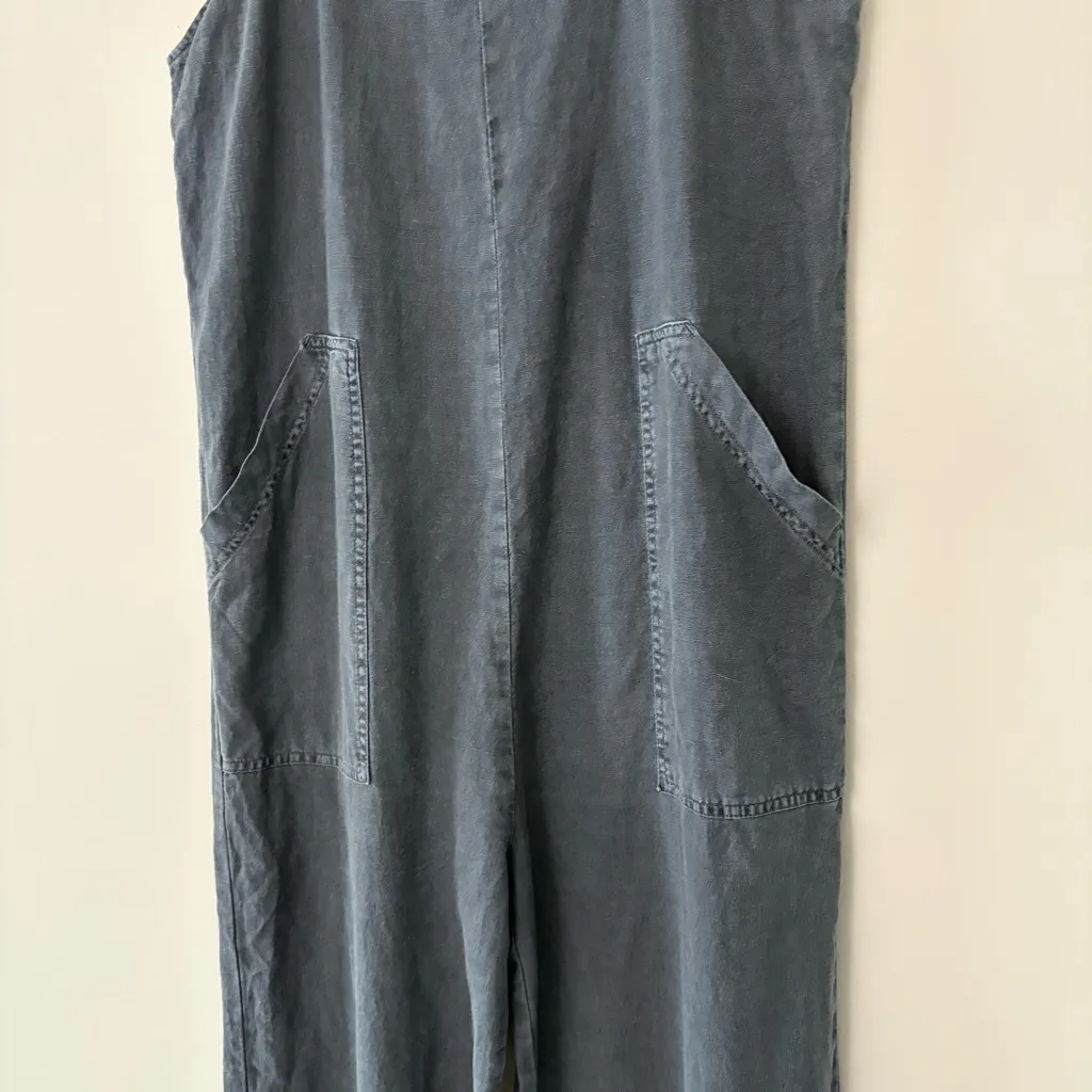Universal Thread Utility Cropped Jumpsuit Linen Blend Relaxed Fit Gray Size S - Image 7