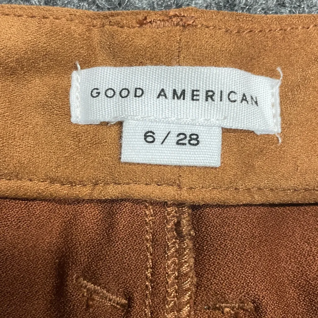 Good American Good Waist Faux Suede Skinny Pants Size 6 / 28 Bronze Brown - Image 3