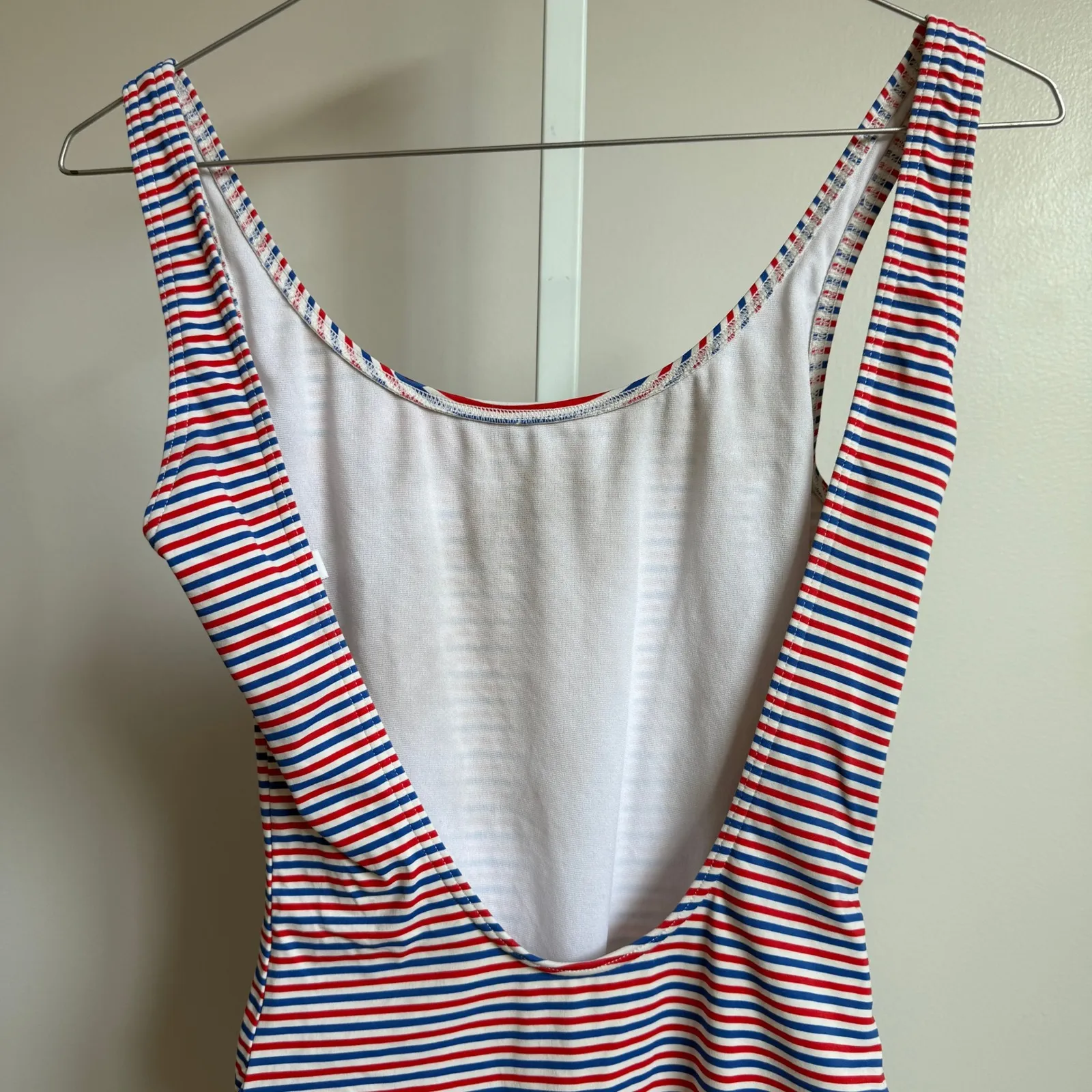 Onia Red White Blue Striped Floral One Piece Swimsuit size S‎ - Image 5