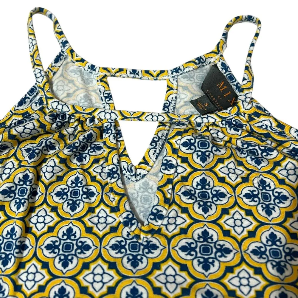 Mix by 41Hawthorn SMALL Elaria Keyhole Knit Top Stitch Fix Front Back Peek Tank Yellow - Image 4